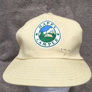 Happy camper baseball hat. new w/tag cream color